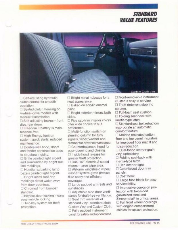 1986 Chevrolet Truck Facts Brochure Page 58
